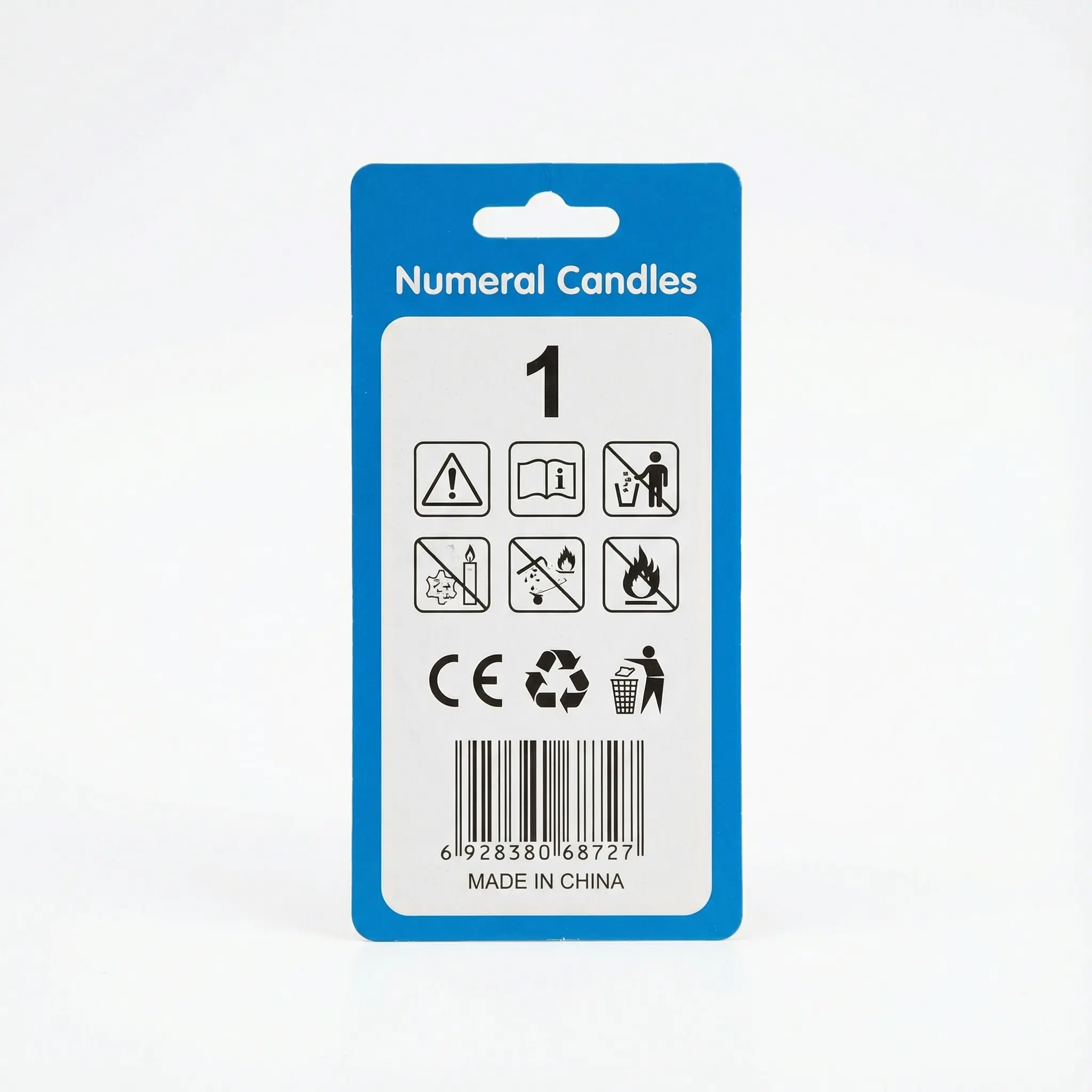 bougie chiffre anniversaire multicolore emballage bleu